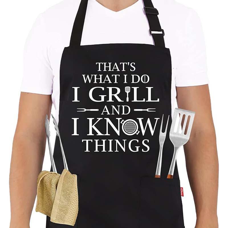 Polyester Halter Neck Kitchen Apron with Letter Design for Home and Restaurant Workwear