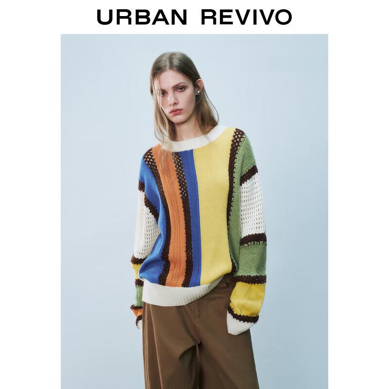 

UR Women s Vintage Color-Block Round Neck Knitted Sweater M