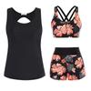 Women's Floral Printed Separate Three Piece Swimsuit With Bra Pads No Steel Bra Sexy Bikini