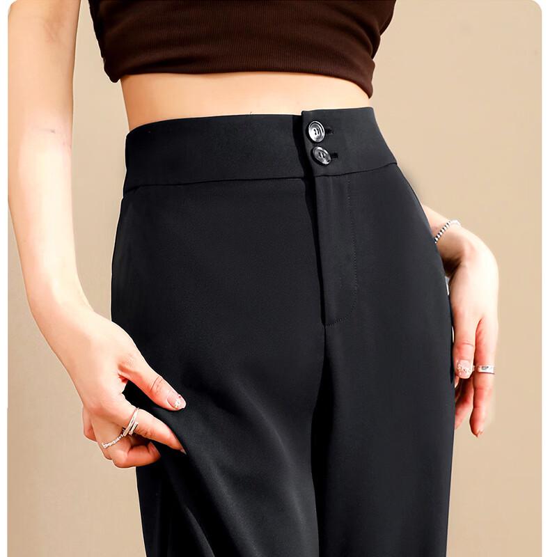 Langsha Women's Anti-Wrinkle Draped High-Waist Straight Suit Pants