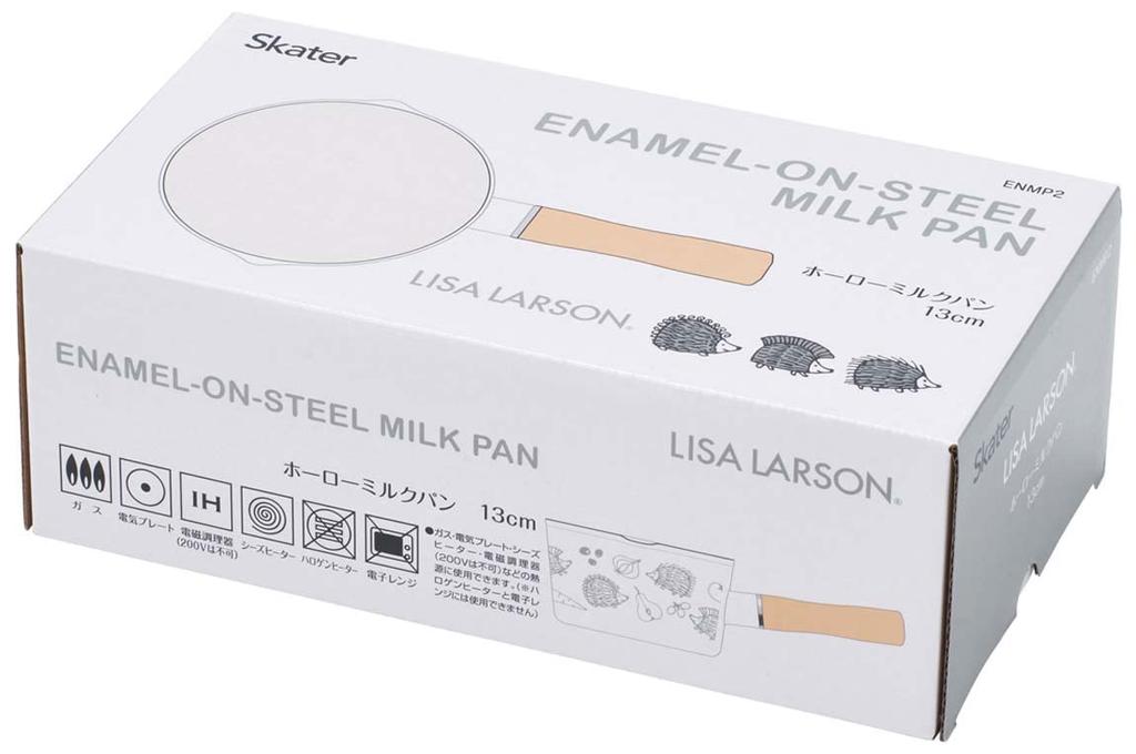Skater Enamel Milk Lisa Larson Hedgehog Saucepan Double-Mouth Pan, Design, 13cm, 0.8L, ENMP2-A