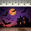 With Castle,Bats,Full Moon Elements-Halloween Backdrop Tapestry for Photo Booth,Party Event,Holiday Celebration,Wall Decor