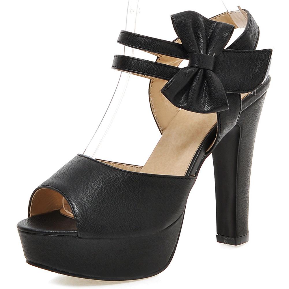 Однотонные женские босоножки на очень высоком каблуке с крючком и петлей на шпильке для вечеринки клубные туфли с узлом-бабочкой 43 чёрный 3980₽