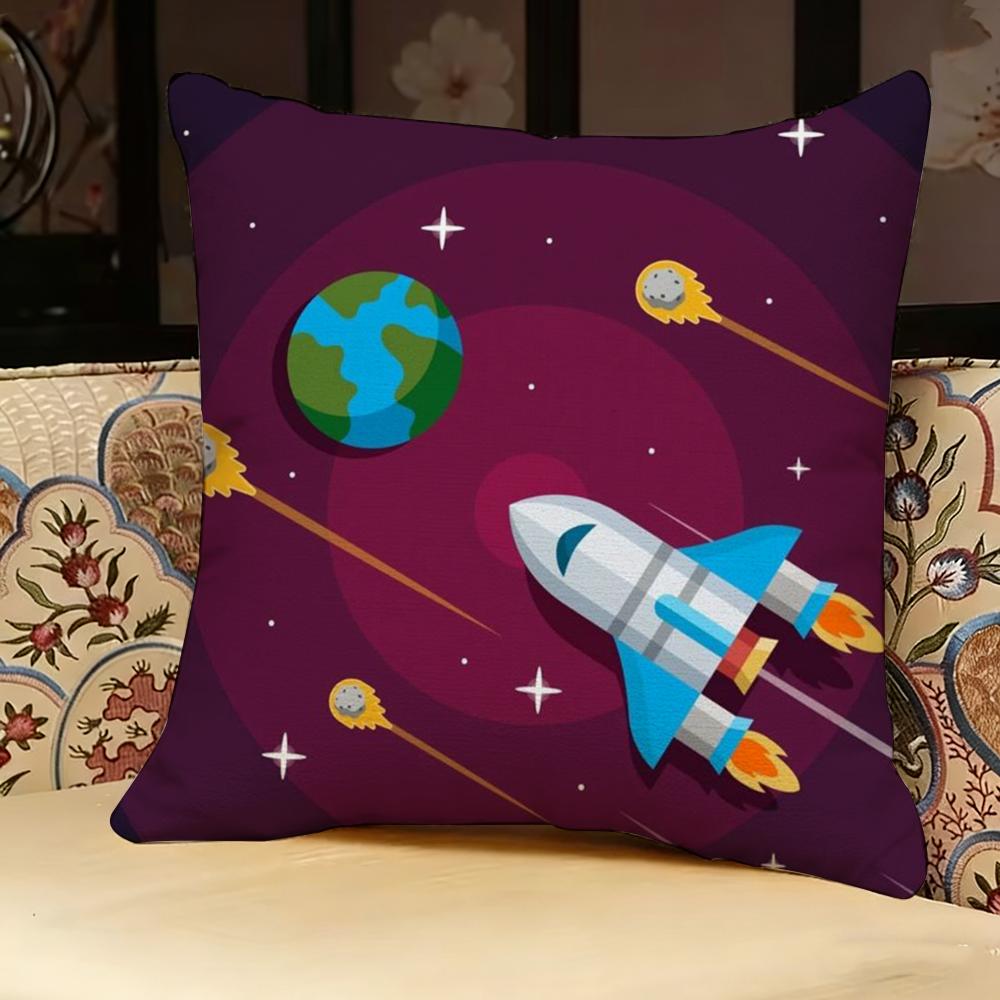 Cartoon Astronaut Rocket Pillow Case pillowcase, double-sided printed, sofa cushion, bedroom headboard pillow