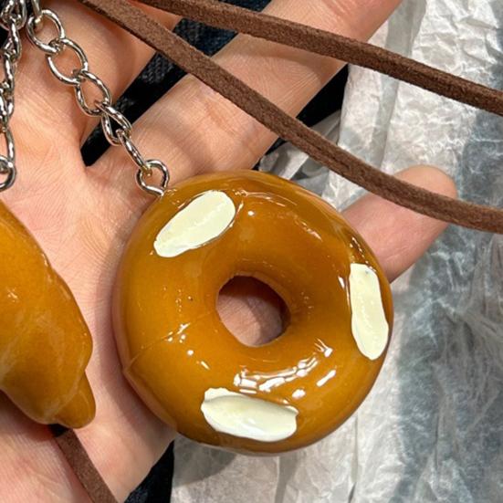 Bag Pendant 1:1 Realistic Simulated Bread Shape Resin Keychain with Rope Decor High Simulation Baguette Bagel Charm Key Holder