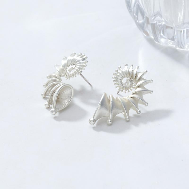 Gothic Personality Stereo Conch Metel Stud Earrings Ring For Men Women  Punk Jewelry Accessories Halloween Gifts