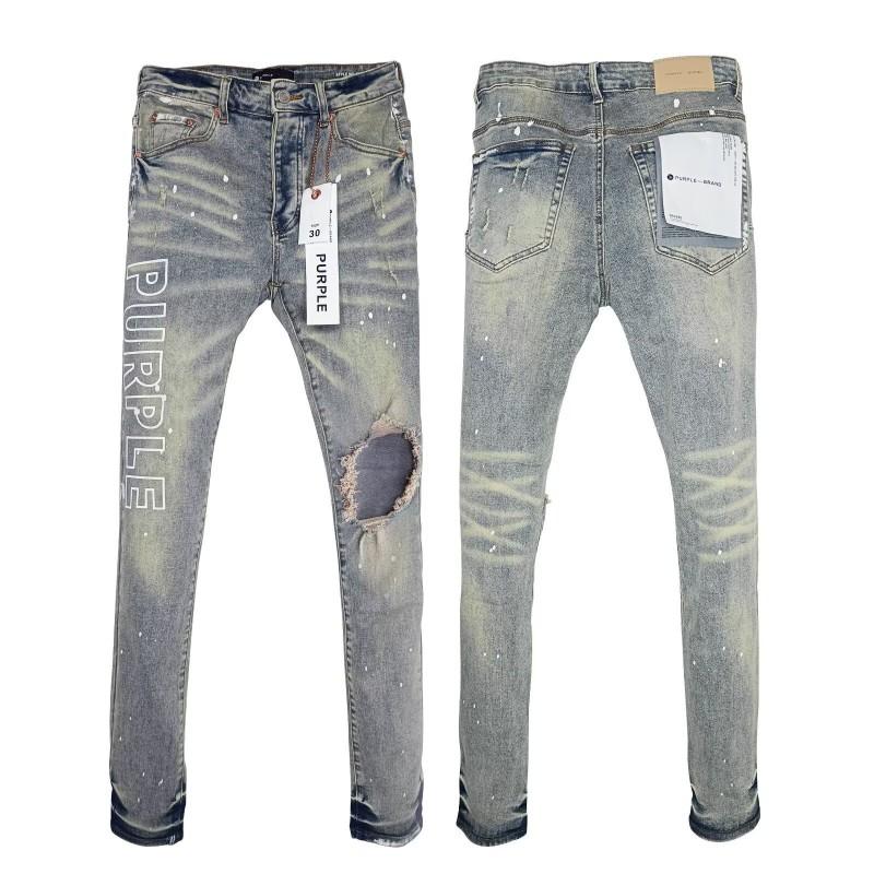 Mens Straight Fit Distressed Patchwork Denim Jeans Vintage Streetwear Style High Waist Ripped Cotton