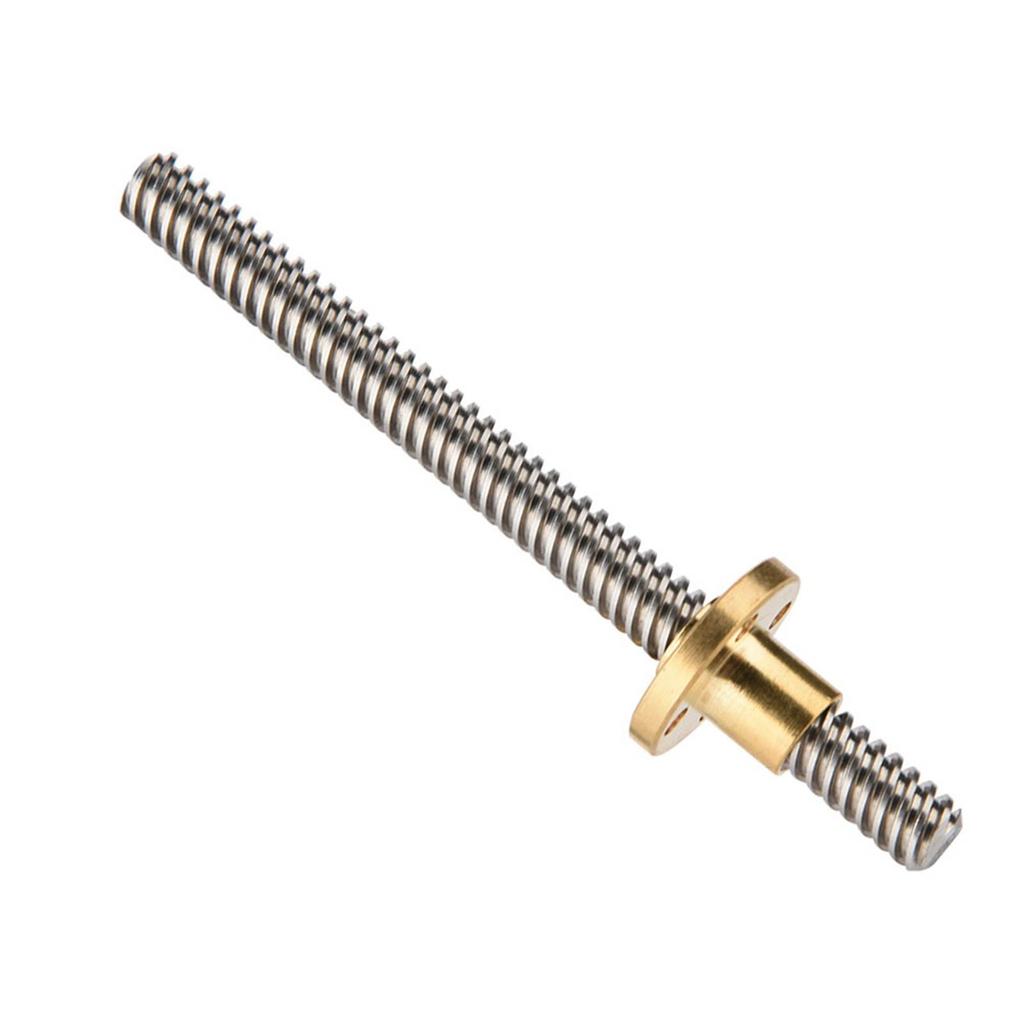 T8 8mm Trapezoidal Stainless Steel Threaded Rod  Screw & Brass Nut for 3D Printer 100mm
