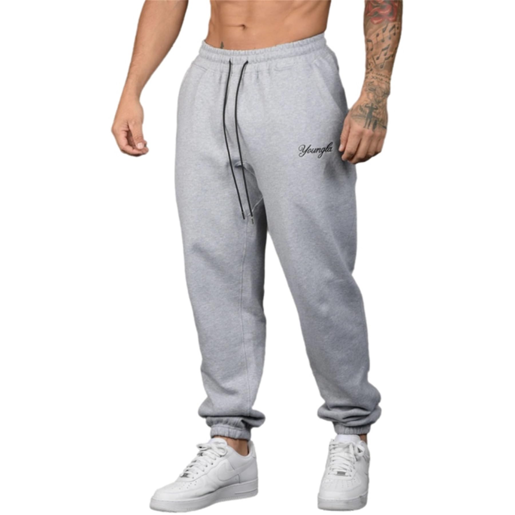 

[HERLNY] Tapered Pants Men s Jogger Pants Sweatpants Gym Fitness Training Stretchy Durable Breathable Sportswear Plus Size Running Gray M