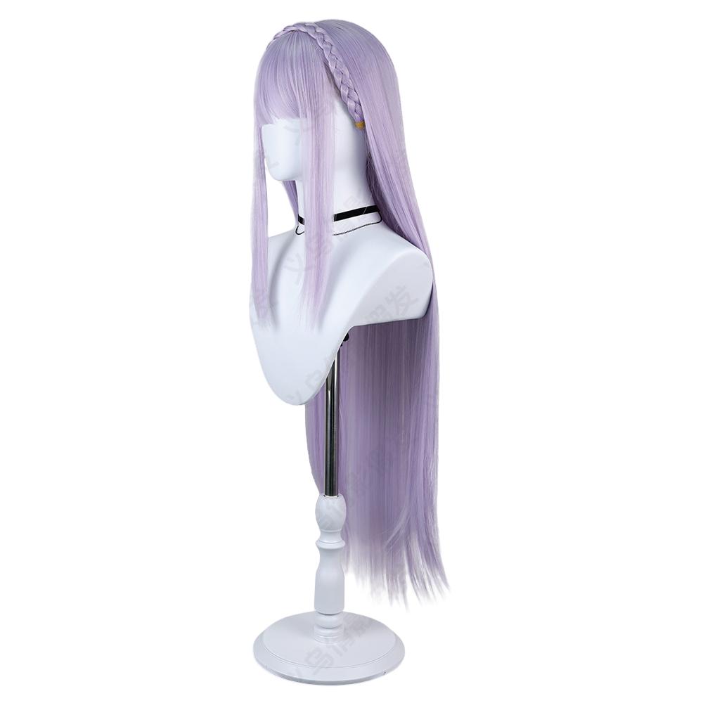 Emilia Re Zero Anime Cosplay Wig With Rose Hair Net Synthetic Long Straight Synthetic Hair for Costume Roleplay