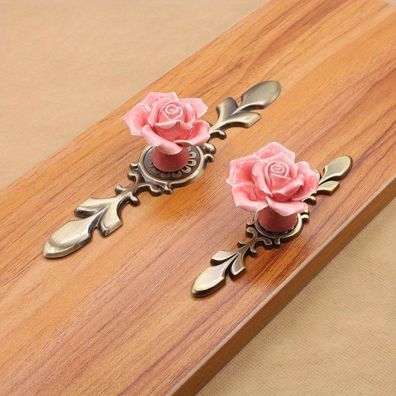 1pc Large Ceramic Antique Copper Rose Single Hole Handles Hand Kneaded Bronze White Cabinet Closet European Pumpkin Pulls
