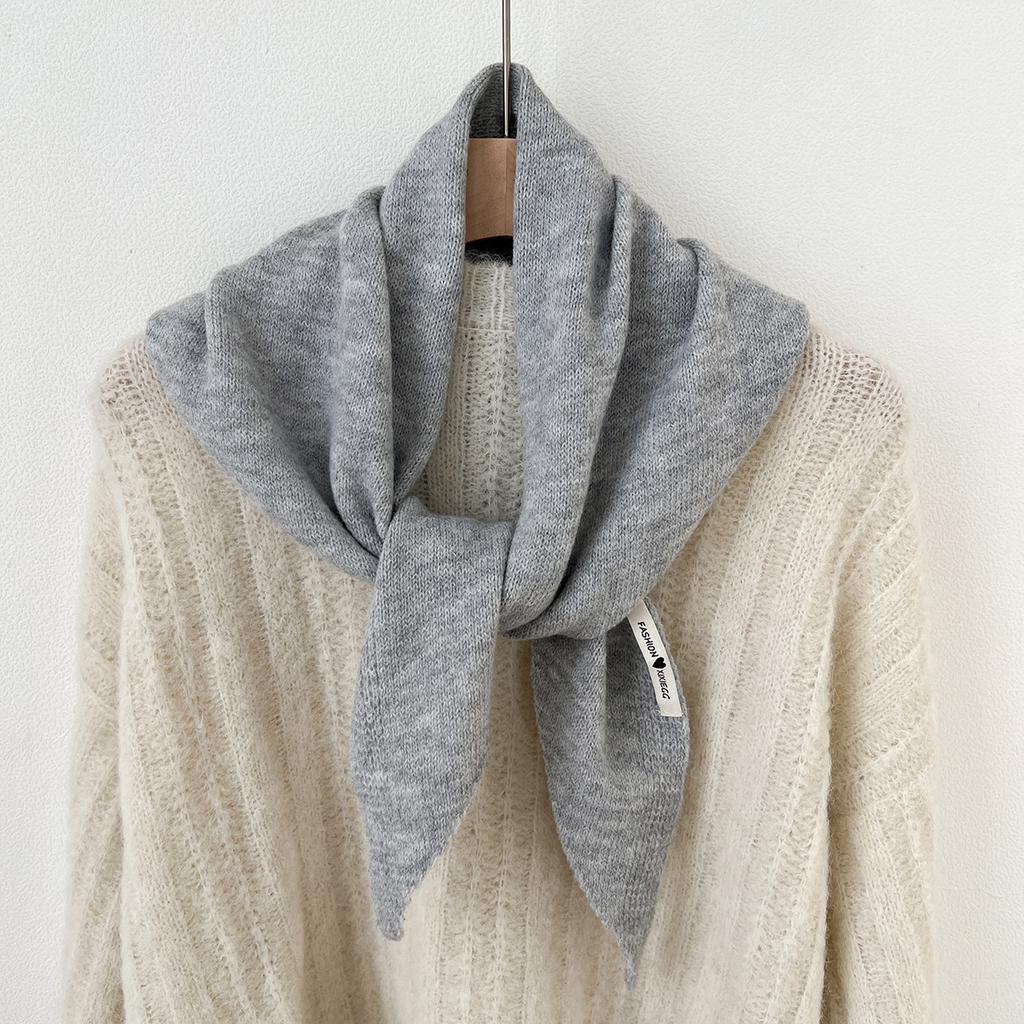 Versatile Striped Wool Knitted Triangle Scarf Women Fashion Wool Scarf Shawl Winter Warm Soft Knitted Hood Scarf Shawl Neck Wrap