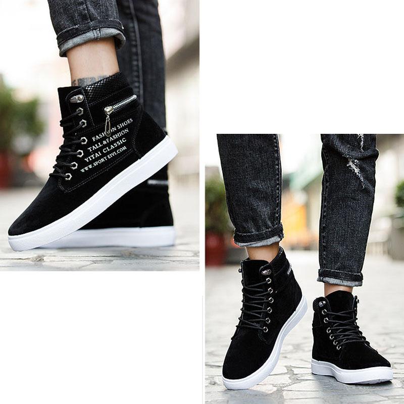 Jarní a podzimní sportovní vysoké boty pánské vysokoškolský styl korejské plátno ploché ležérní tenisky pro všechny zápasy