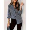 Elegantes gestreiftes Hemd mit Knöpfen für Damen - Lässige Langarm-Bluse mit Kragen, Leichtes Polyester, Maschinenwaschbar, Perfekt für den Sommer