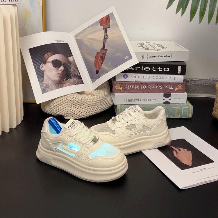

Platform white shoes women s 2025 summer new mesh breathable casual sports board shoes versatile inner height increase women s shoes 40