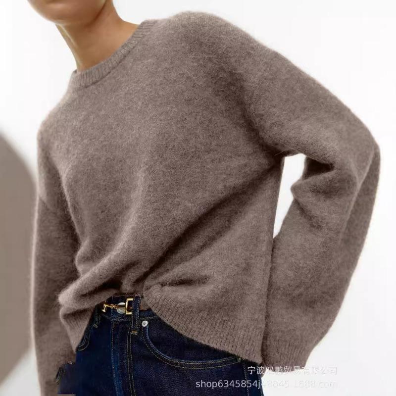 Women S Cozy Loose Fit Crew Neck Long Sleeve Pullover Sweater For Autumn Winter