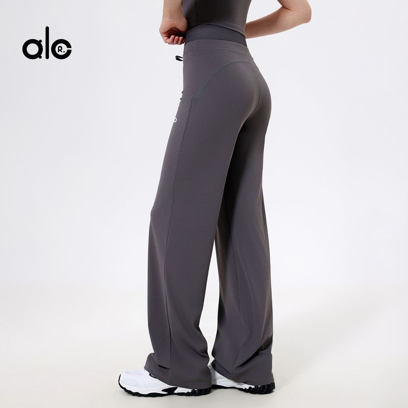 Aloneadv High Waist Belly Contracting Yoga Pants Women's Quick-Drying Running Thin Nude Feel Fitness Sports Loose Straight-Leg Pants