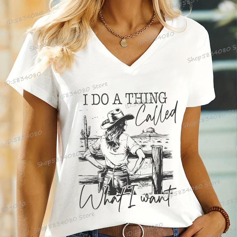 

Cowgirls T-shirts Fashion Summer Tops Wild Western Country Gifts Casual Tops I Do A Thing Called What I Want Cowgirl Horse Shirt S
