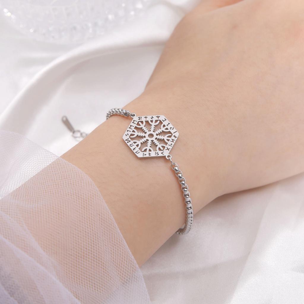Viking Vegvisir Compass Bracelet Nordic Runes Bangle Amulet Odin Scandinavian Talisman Stainless Steel Vintage Jewelry