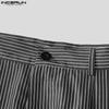 INCERUN Men Zip-up Waist Striped Loose Casual Baggy Pants Long Trousers