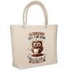 Beach Bag - PLANETEE - The Chouette Grain Darling - Natural Cotton - Large Capacity - Printed In France
