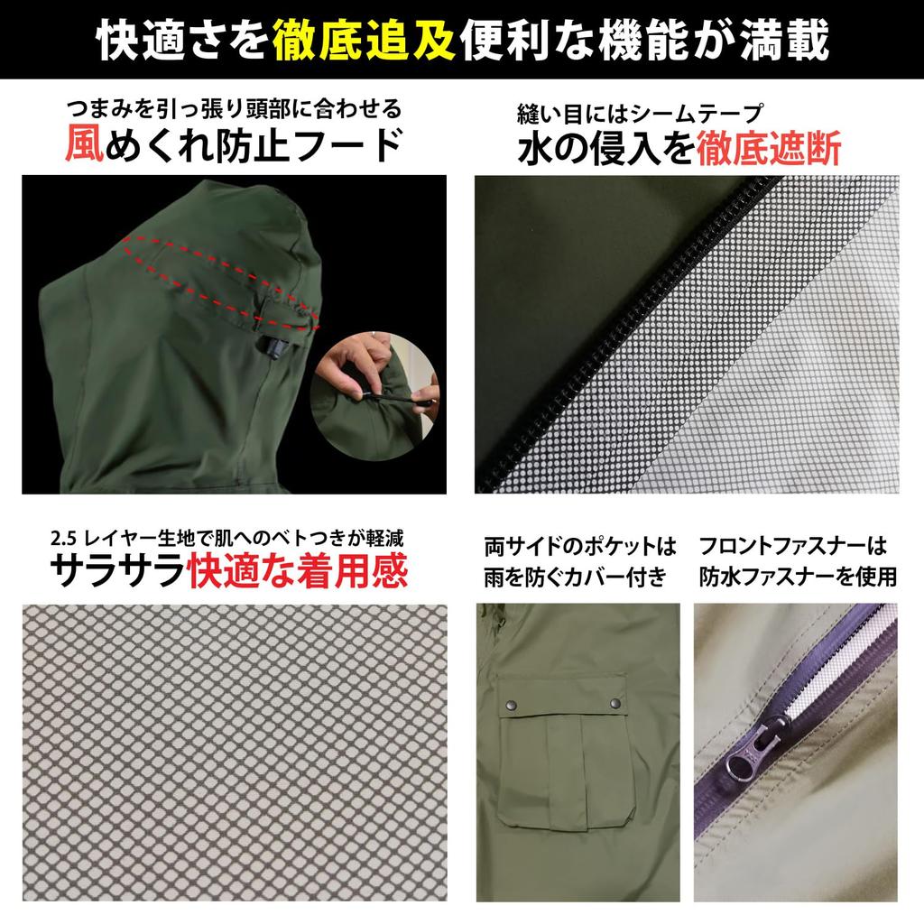 kairi Raincoat with Waist Bag (Navy, M)