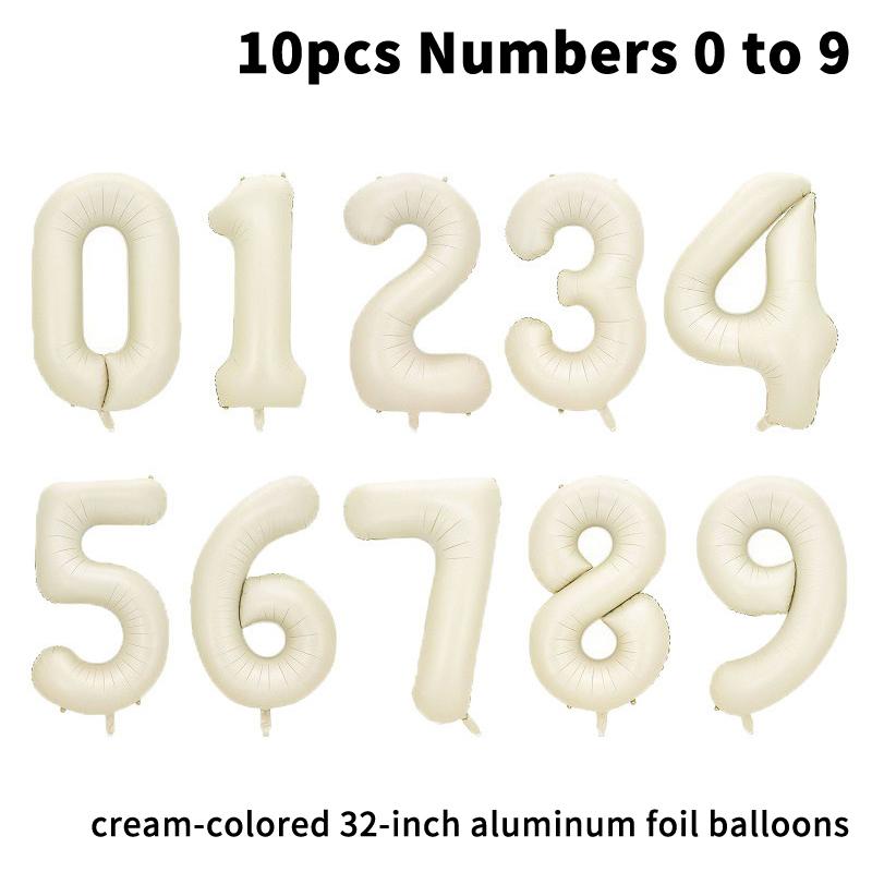 1/3/10Pcs Holiday Party Decorations, Baby Birthday Decorations, 32-Inch Individually Wrapped Caramel Cream Number Foil Balloons
