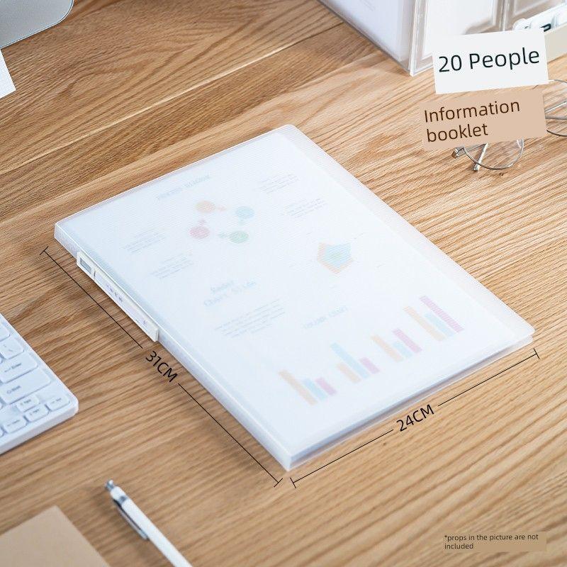 Transparent Insert Folder Folder Test Paper Storage Bag Storage Book Test Paper Clip File Binder A4 Paper Storage Clip White (20 Pieces)
