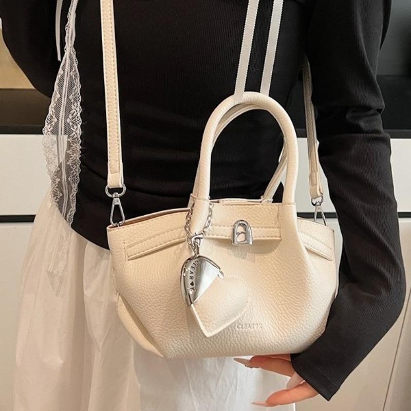 Trendy and Popular Lychee Pattern Bucket Bag, New Temperament Sense, Portable Shoulder Retro Messenger Bag Bag