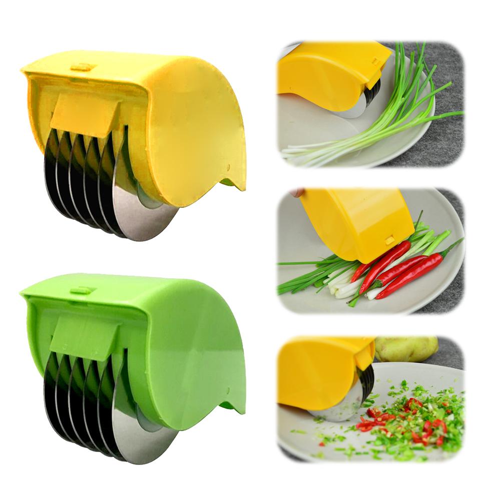Tritatutto per Verdure a Rullo Manuale Tagliacipollotti con 6 Lame in Acciaio Inossidabile Rullo Erbe Aromatiche Staccabile Tritatutto Set di Utensili per Prezzemolo
