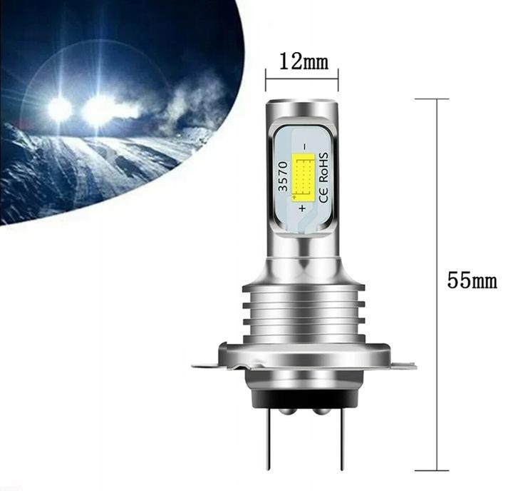 2X Żarówki Led H7 Bardzo Mocne 4000Lm 6500K 1:1 Canbus 50000H 80W Dc 12-24V