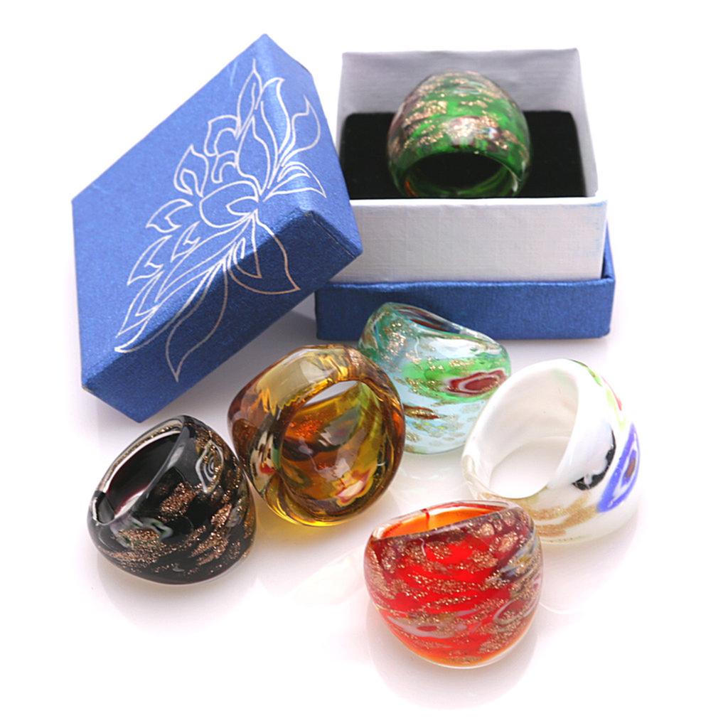 Eleganter Ethno-Stil Glasring Elegantes handgefertigtes Geschenk Bunte Fingerringe für den Alltag und besondere Anlässe