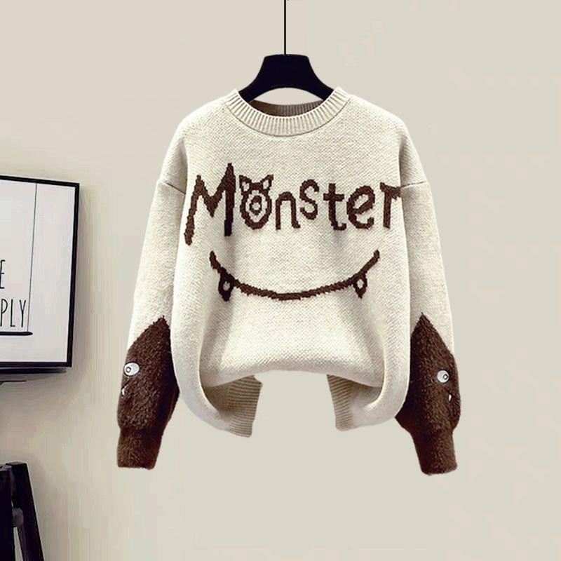 

Plus Size Women s Lambswool Vest and Knit Sweater with Casual Pants - Autumn/Winter 2021 Slimming Three-Piece Set S