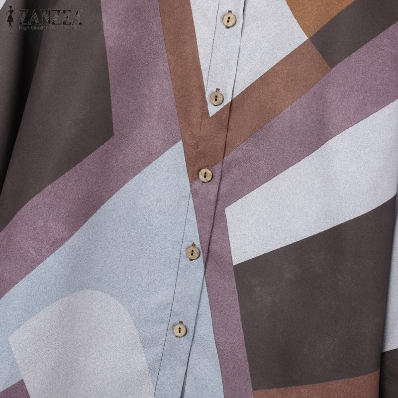 ZANZEA Women Long Sleeve Print Blouse and Pants Casual Two Piece Suit Sets