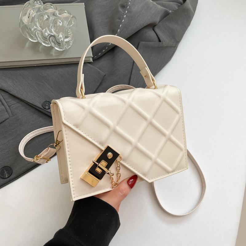Bolsa pequena de corrente de diamante coreana nova 2025 de alto valor com textura fashion bolsa de ombro transversal bolsa quadrada pequena casual