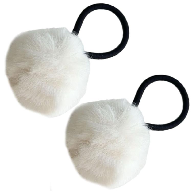 2 Pcs Girls Cute Hair Rope Non-Slip Pompoms Hair Tie Scrunchie Hair Accessories