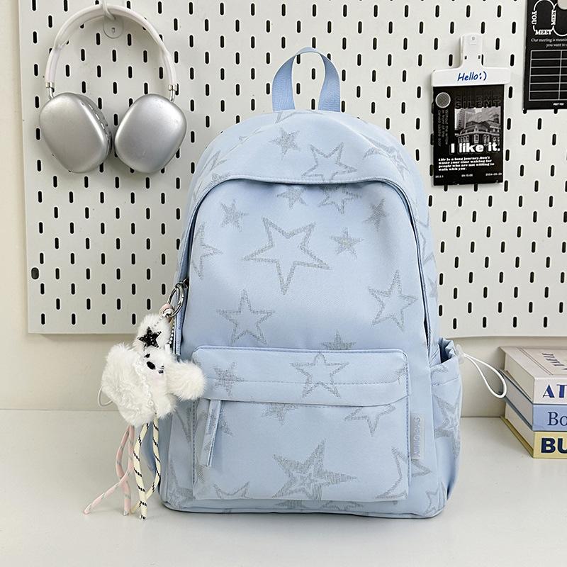 Schoolbag Korean Version Cartoon Star Backpack Women's Lightweight Large-capacity New Student Schoolbag High-value Travel Commuter Backpack