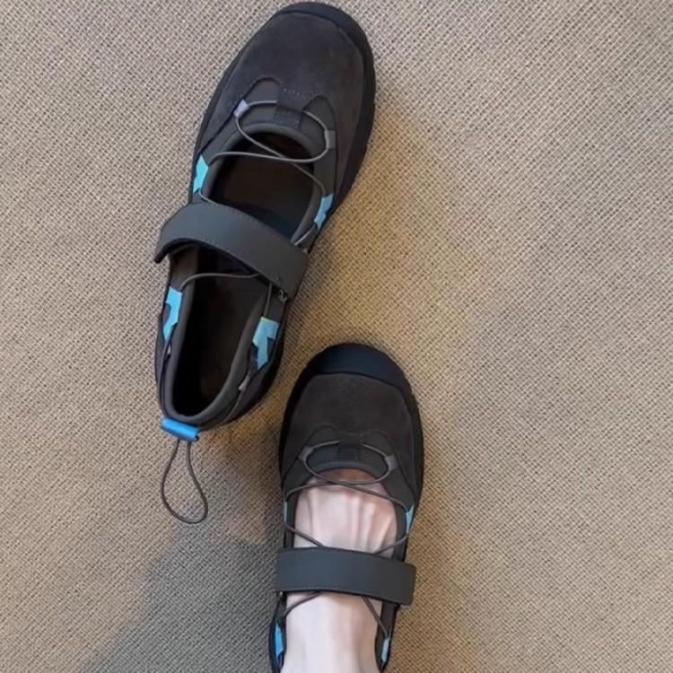 Soft leather retro thick-soled shallow-mouth Velcro Mary Jane shoes women's niche handmade sports and leisure temperament versatile single shoes