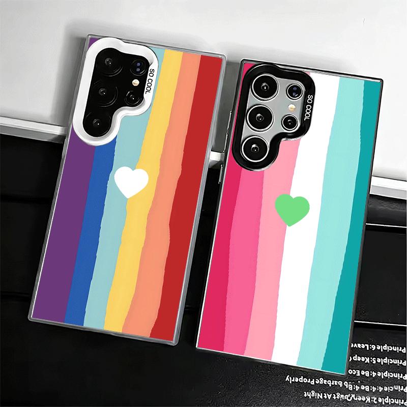 Rainbow Gradient Love Desgin Soft Phone Case for Samsung Galaxy S24 S25 FE S26 Edge S23 Ultra S22 Plus S21 + Shockproof Cover Ba