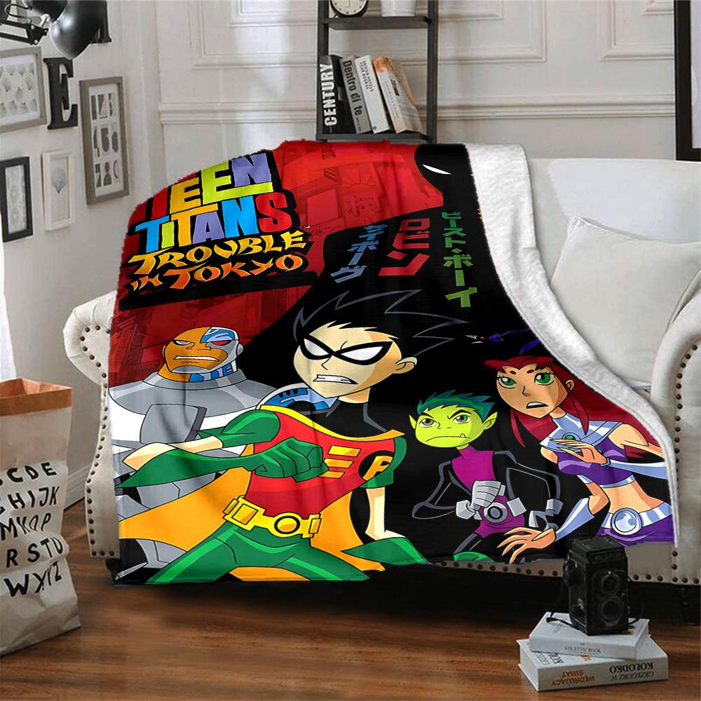 1pc Teen Titans Go! Flannel Throw Blanket - HD Printed Lightweight Soft Warm All-Season Blanket for Sofa, Bed, Travel, Camping 112
