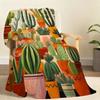 Minimalist Cactus Green Desert Plant Blanket Soft Throw Blanket for Home Bedroom Bed Sofa Picnic Travel Office Rest Blanket Gift