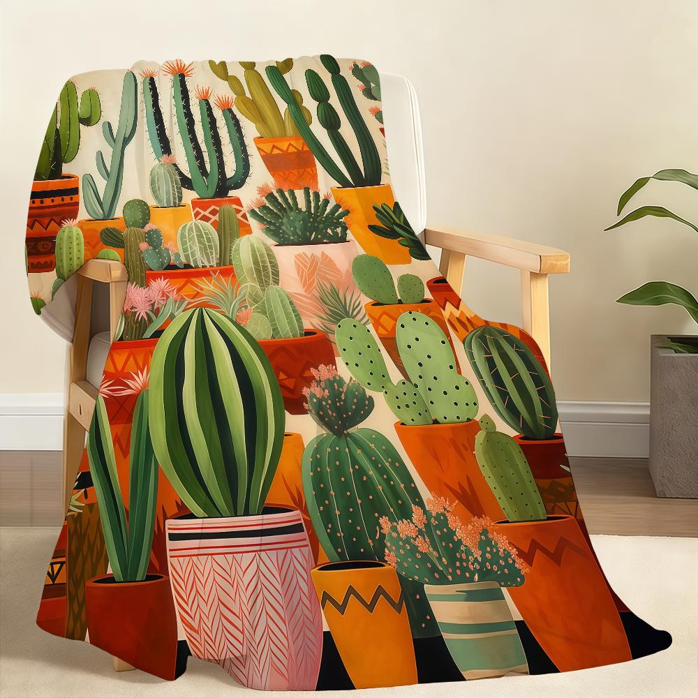 Minimalist Cactus Green Desert Plant Blanket Soft Throw Blanket for Home Bedroom Bed Sofa Picnic Travel Office Rest Blanket Gift