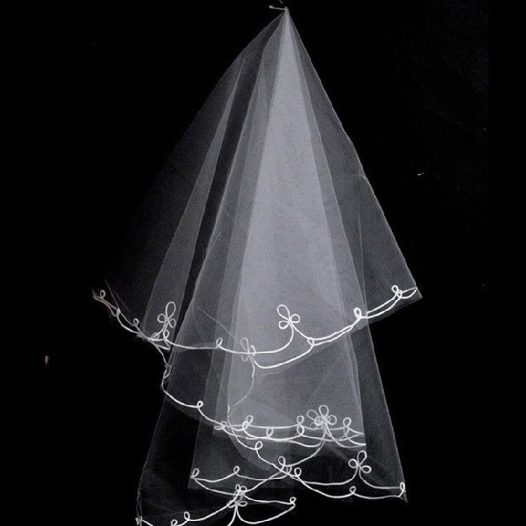 Wedding Tulle Bridal Lace Veil with Bowknot/Floral Trim Elegant Bridesmaids Veil