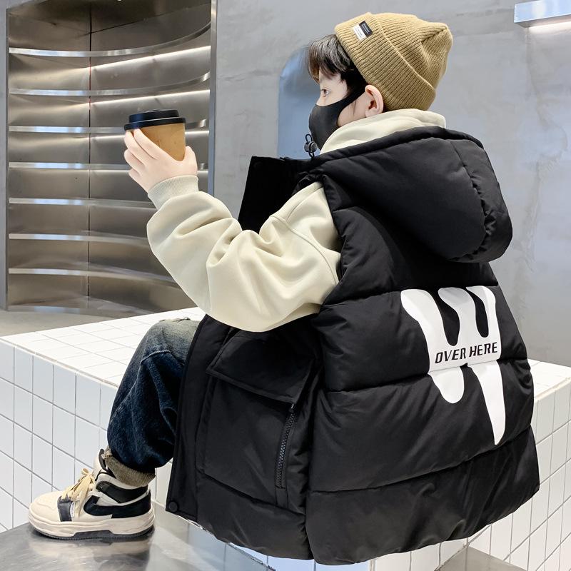 

Мальчиковый зимний жилет 2025 года в стиле стритвир - Толстый пуховый хлопок для детей 170cm