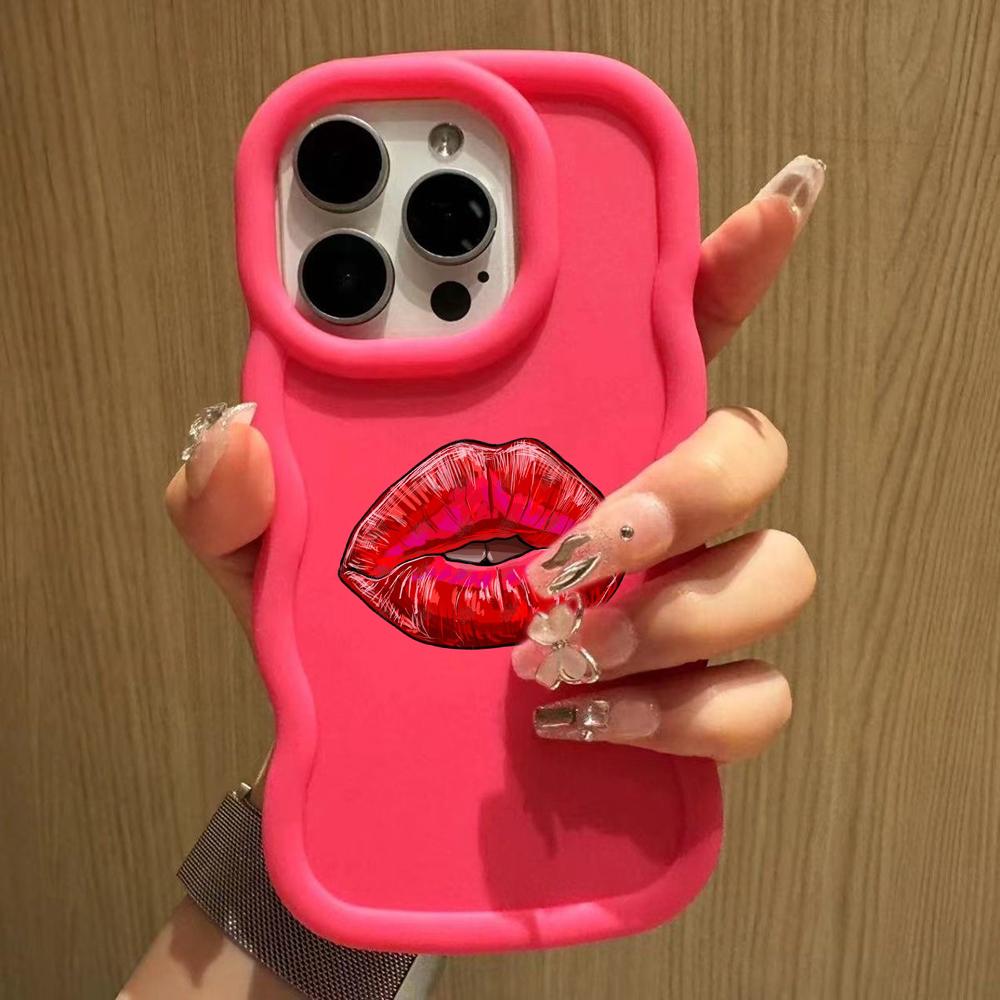 Ae87 Lips Kiss Digital Art Beskyttende telefonvesker for Samsung S24 Plus S23 Ultra A14 A55 A06 Honor X9b Motorola OnePlus Big Wave TPU bakdeksel