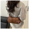 New Y2K Vintage PU Leather Shoulder Bag For Women Small Crossbody Bag Fashi Ladies Underarm Bag Belt Decor Handbag Clutch