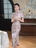 2025 Summer Pink High-End Mulberry Silk Short-Sleeve Cheongsam - Slimming, Modern Style