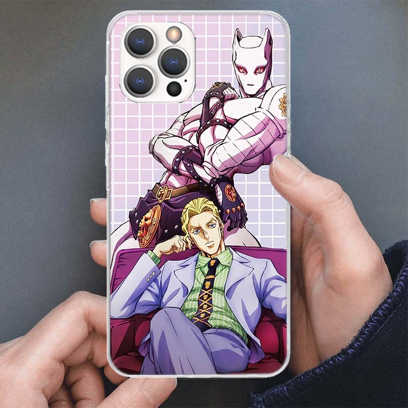 

Чехол для телефона Anime JoJo Killer Queen для Apple iPhone 16 15 14 13 12 11 Pro Max Mini XS XR X 7 Plus 8 + SE с мягким силиконовым принтом She iPhone 12 Mini