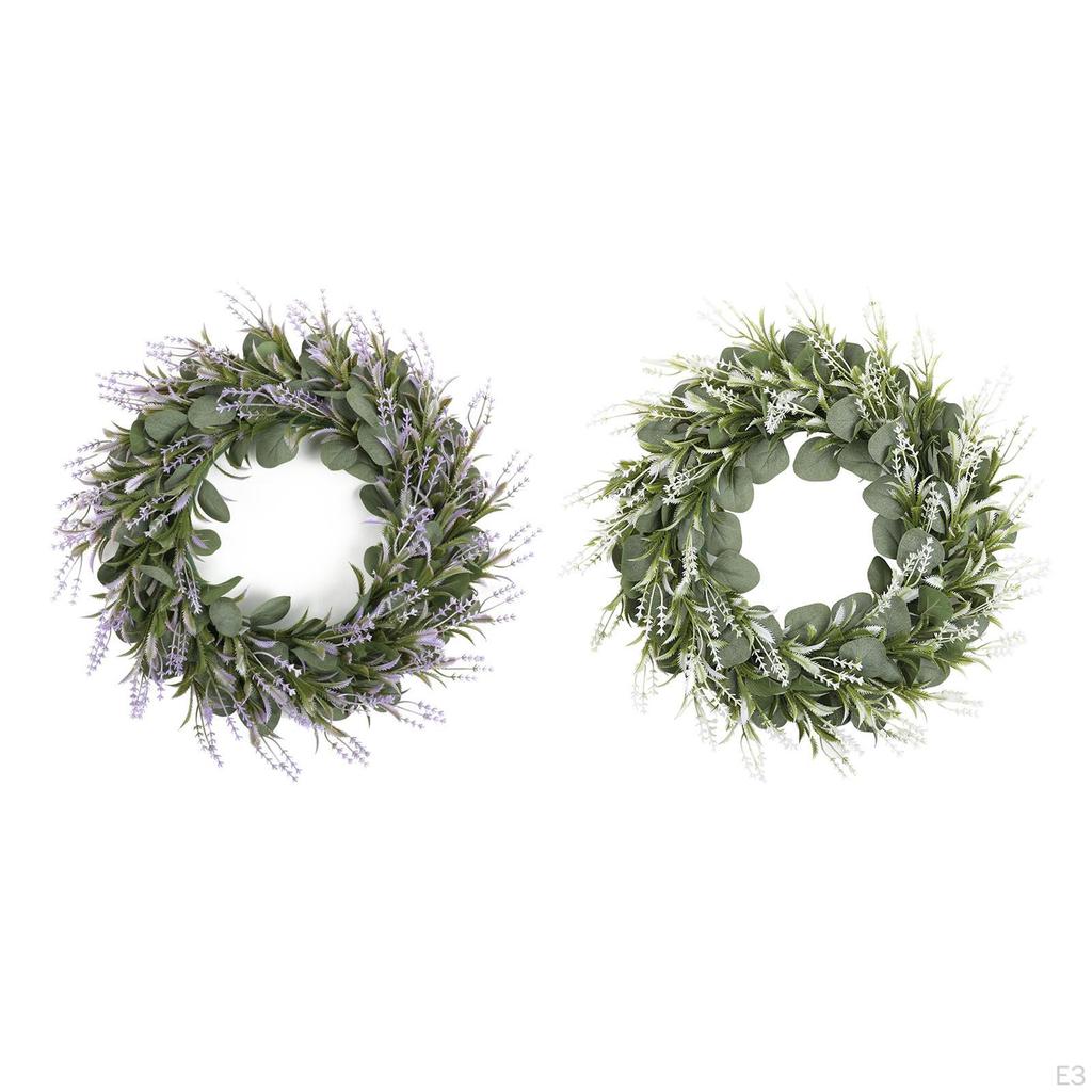 Large Lavender Wreath Artificial Leaves Flower Garland Plant Door Wall Hanging Farmhouse