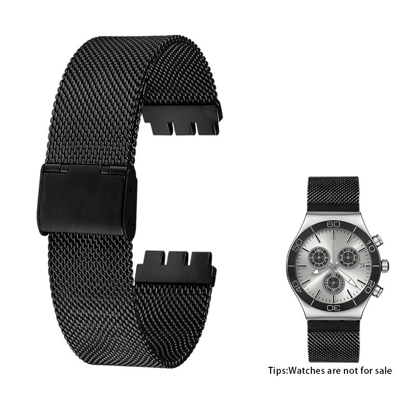 

For Swatch IRONY YAS112 /YGS749 Men s Fine Steel Woven Mesh Strap Watch Chain YIS YVS Series Metal Watchband 17mm 19mm 20mm 21mm 17mm